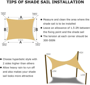 18'x'14' Rectangle Patio Sun Shade Sail（Sand Color）