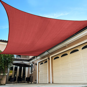 12'x'16' Rectangle Patio Sun Shade Sail（Red Color）