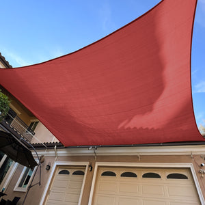 8'x'10' Rectangle Patio Sun Shade Sail（Red Color）