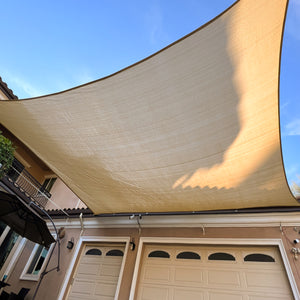 8'x'14' Rectangle Patio Sun Shade Sail（Sand Color）