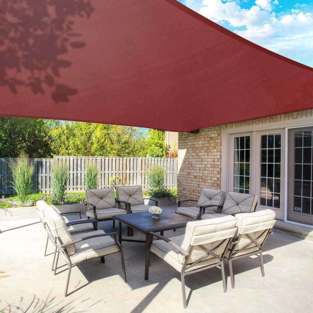 12'x'20' Rectangle Patio Sun Shade Sail（Red Color）